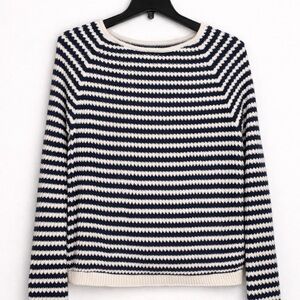 Banana Republic Factory Open Stitch Striped Sweater | Navy & White | S | NWOT